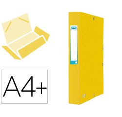 Boite classement elba eurofolio carte grainee 600g  7/10e a4+ dos 60mm 3 rabats   elas etiquette dorsale jaune