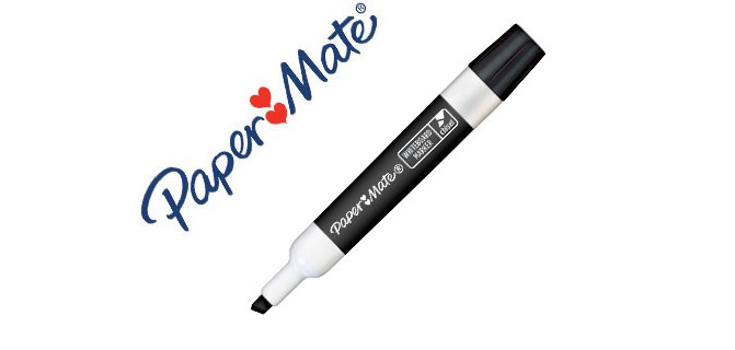 Marqueur paper mate effacable tableau blanc pointe          biseautee coloris noir