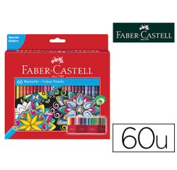 Crayon couleur faber-castell chateau accordeon mine        resistante etui carton 60     couleurs fluos metallises