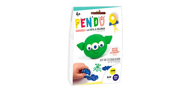 Pate a modeler dtm pen'do crayon a colorier apres       sechage lot 3 couleurs cosmos