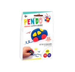 Pate a modeler dtm pen'do crayon a colorier apres       sechage lot 3 couleurs        vehicules