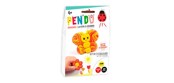 Pate a modeler dtm pen'do crayon a colorier apres       sechage lot 3 couleurs nature