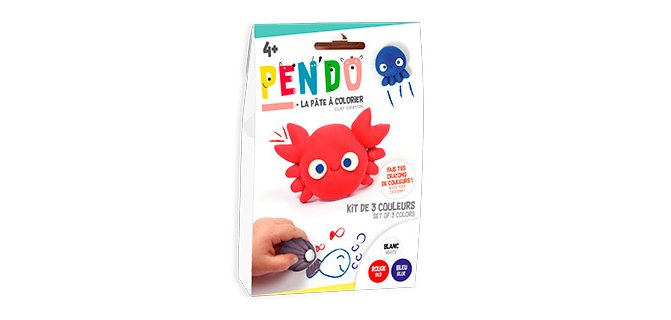 Pate a modeler dtm pen'do crayon a colorier apres       sechage lot 3 couleurs        aquatique
