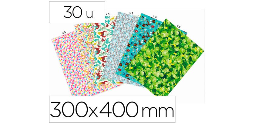 Décopatch PS30B20C - Lot de 30 Feuilles 30x40 cm, Motifs Scolaires assortis - Assortiment