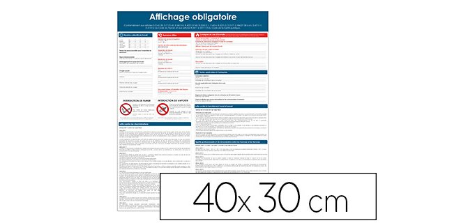 Pancarte affichage obligatoire pvc souple        40x30cm