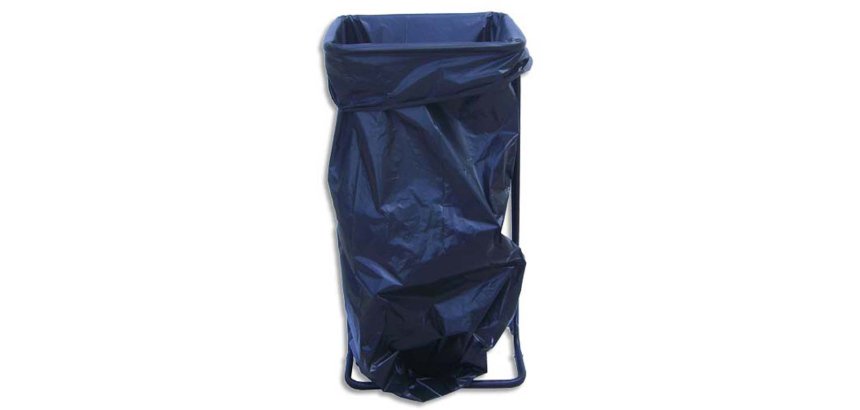 Support sac poubelle industriel tube acier noir    pours sacs 110/130l kit prt  a monter