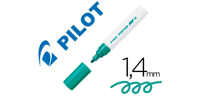 Marqueur pilot pintor peinture base d'eau ultra-couvrante toutes surfaces pointe moyenne coloris vert