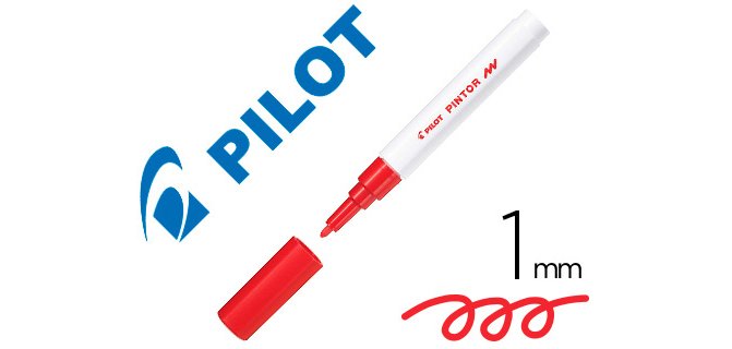 Marqueur pilot pintor peinture base d'eau ultra-couvrante multi surface pointe fine résistante coloris rouge