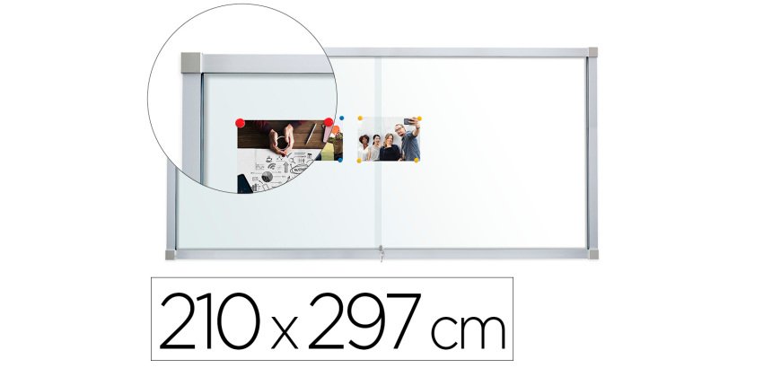 Vitrine affichage vanerum cube interieur fond tole      laquee portes coulissantes    verre 10 feuilles a4