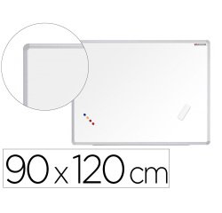 Tableau blanc vanerum sb emaille magnetique cadre      aluminium auget kit fixation  fourni 90x120cm