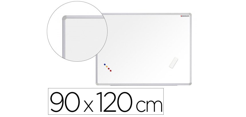 Tableau blanc vanerum sb emaille magnetique cadre      aluminium auget kit fixation  fourni 90x120cm