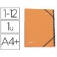 Trieur extendos carton balacron mat 240x320mm numérique 12 compartiments fermeture élastique orange