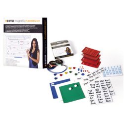 Kit planning bi-office tableau blanc 5 feuilles magnétiques 3 rubans magnétiques 5mm 10 aimants 15mm 305x215x15cm