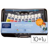 Gouache lefranc bourgeois college coloris assortis -    box de 10 tubes x 10ml + 1    pinceau