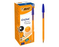 Stylo-bille bic cristal corps hexagonal orange transparent  encre bleue visible pointe    fine 0,8mm pack 90 + 10un