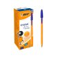 Stylo-bille bic cristal corps hexagonal orange transparent  encre bleue visible pointe    fine 0,8mm pack 90 + 10un