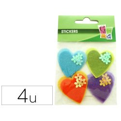 Feutrine adhesive forme coeur graine creative decorer       pochette 4 unites assorties