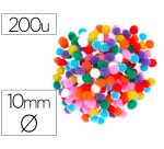 Pompons fontorpin polypropylene petite taille   10mm mix couleurs assorties   200 unites