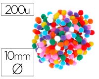 Pompons fontorpin polypropylene petite taille   10mm mix couleurs assorties   200 unites