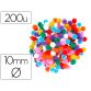 Pompons fontorpin polypropylene petite taille   10mm mix couleurs assorties   200 unites