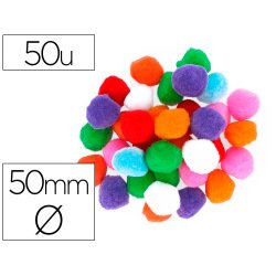 Pompons fontorpin polypropylene grande taille   50mm mix couleurs assorties   50 unites