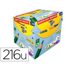 Crayon couleur bic kids evolution triangulaire resine de synthese ultra-resistant   maxi classpack 216 unites