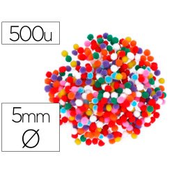 Pompons fontorpin polypropylene taille mini 5mm mix couleurs assorties 500    unites