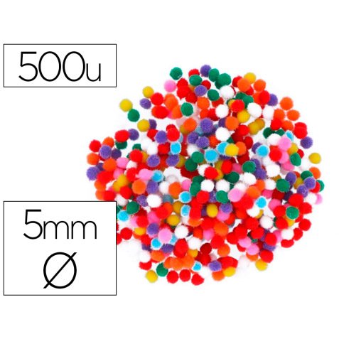 Pompons fontorpin polypropylene taille mini 5mm mix couleurs assorties 500    unites