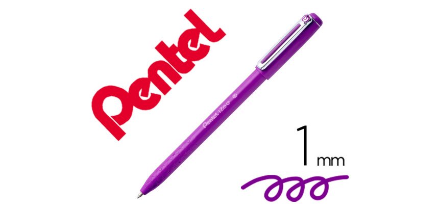 Stylo-bille pentel izee a capuchon pointe moyenne 1mm   encre faible viscosite        rechargeable violet