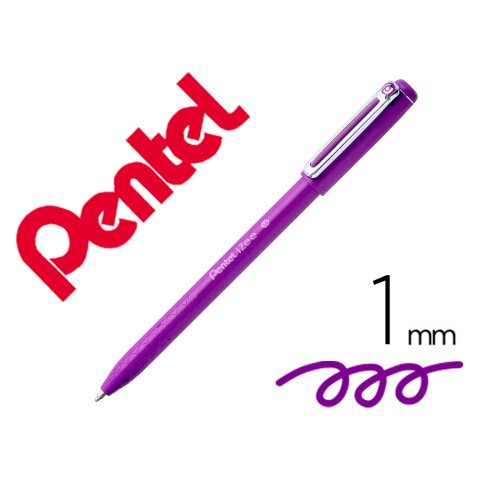 Stylo-bille pentel izee a capuchon pointe moyenne 1mm   encre faible viscosite        rechargeable violet