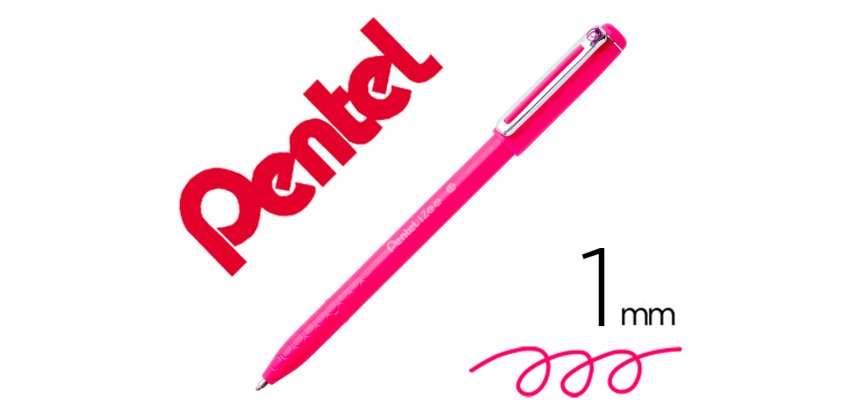 Stylo-bille pentel izee retractable ecriture moyenne  pointe 1mm encre faible       viscosite rechargeable rose