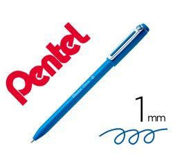 Stylo-bille pentel izee retractable ecriture moyenne  pointe 1mm encre faible       viscosite rechargeable bleu