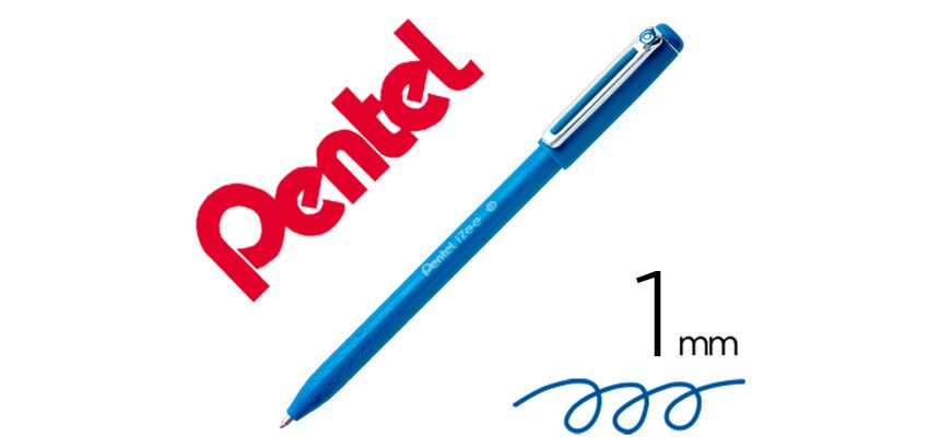 Stylo-bille pentel izee retractable ecriture moyenne  pointe 1mm encre faible       viscosite rechargeable bleu