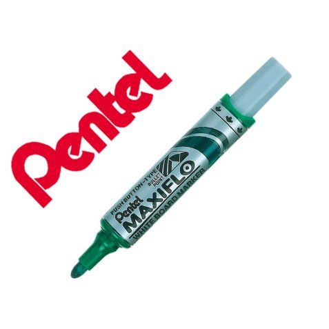 Marqueur pentel maxiflo effaçable tableau blanc bouton poussoir pointe ultralarge longueur ecriture 750m vert