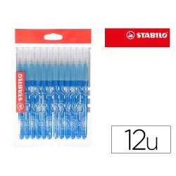 Feutre coloriage stabilo power recharge coffret schoolpack  pointe moyenne bloquée coloris bleu ciel pochette de 12un