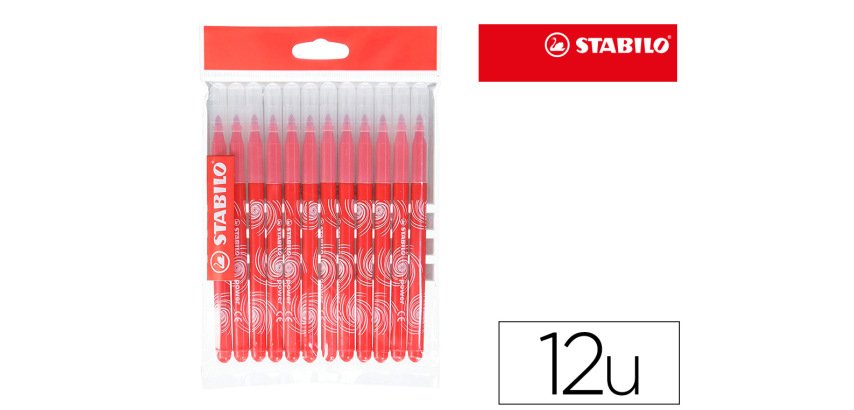 Feutre coloriage stabilo power recharge coffret schoolpack  pointe moyenne bloquée coloris rouge pochette de 12un