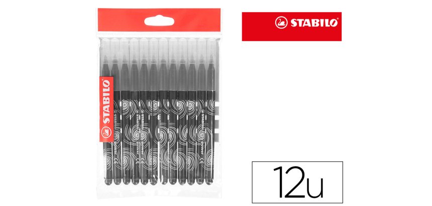 Feutre coloriage stabilo power recharge coffret schoolpack  pointe moyenne bloquée coloris noir pochette de 12un