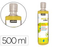 Gouache acrylique pebeo acrycolor indelebile couvrante brillante miscible tout support jaune primaire flacon 500ml
