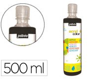 Gouache acrylique pebeo acrycolor indelebile couvrante brillante miscible tout support    noir flacon 500ml