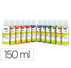 Gouache acrylique pebeo acrylcolor tous supports      coloris assortis pailletes    lot 12 flacons x 150ml