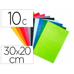 Feutrine pailletees sodertex 1mm 300x200mm 10 coupons      coloris assortis