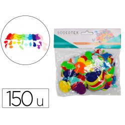 Feutrine adhesive sodertex pack potager 1mm tailles      assortis 150 pcs 10 coloris   assortis