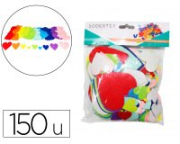 Feutrine adhesive sodertex pack de coeurs 1mm 4 tailles  150 pcs 10 coloris assortis