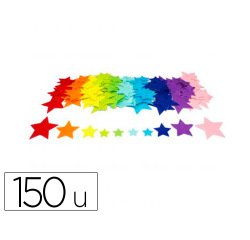 Feutrine adhesive sodertex pack d'etoiles 1mm 4 tailles  150 pcs 10 coloris assortis