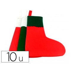 Feutrine sodertex chaussettes de noel 1mm 200x300mm 10 pcs  coloris blanc - rouge blanc - vert et rouge - vert