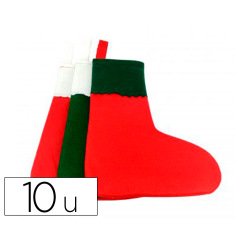 Feutrine sodertex chaussettes de noel 1mm 200x300mm 10 pcs  coloris blanc - rouge blanc - vert et rouge - vert