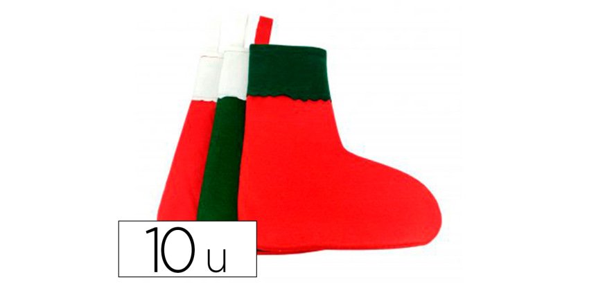 Feutrine sodertex chaussettes de noel 1mm 200x300mm 10 pcs  coloris blanc - rouge blanc - vert et rouge - vert