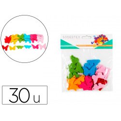 Feutrine sodertex pack papillons 3mm diam. 40mm 30   pcs 6 coloris assortis