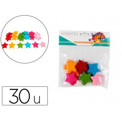 Feutrine sodertex pack etoiles 3mm diam. 40mm 30 pcs 6 coloris assortis
