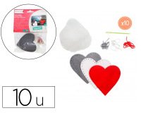 Kit feutrine sodertex 3 coeurs poppy heart a          fabriquer 2mm diam. 80mm 10   sachets individuels 3 coloris